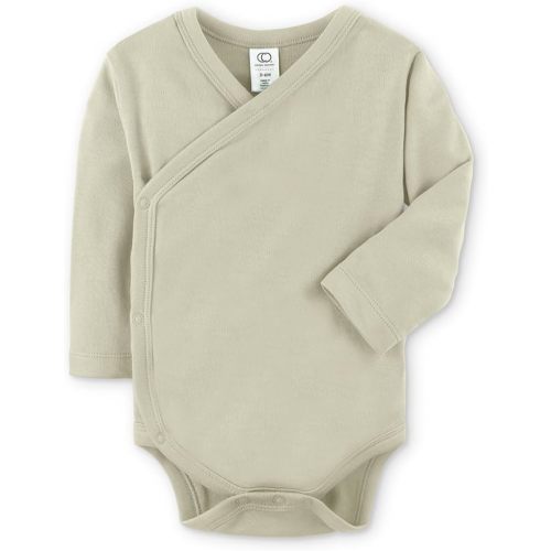 Colored Organics Baby Organic Cotton Kimono Bodysuit - Long Sleeve Infant Side Snap One Piece - Boys and Girls Clothing