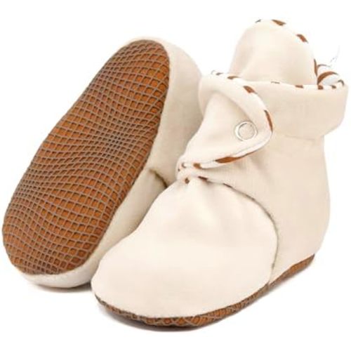 Ella Bonna Organic Cotton Velvet Baby Booties 0-6 Months Newborn Baby Slipper Toddler Shoes, Infant Girl Booties