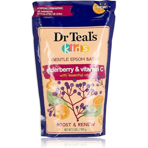 Dr Teal's Kids Pure Epsom Salt Soak with Elderberry, Vitamin E & Essential Oils, 2 lbs (Packaging May Vary)