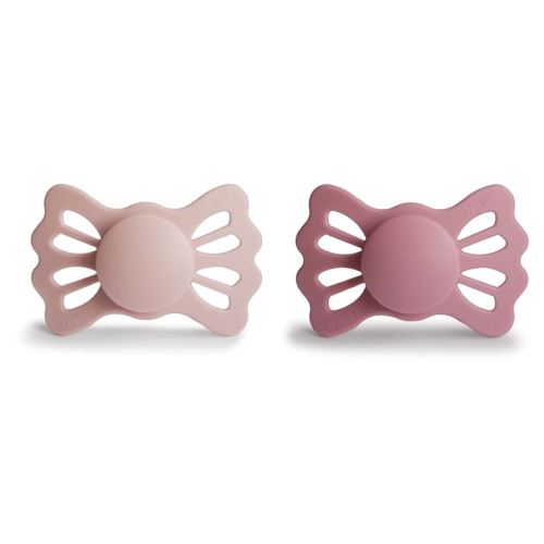 FRIGG Lucky Symmetrical SilkySoft Silicone Baby Pacifier | Made in Denmark | BPA-Free (Blush/Cedar, 6-18 Months)
