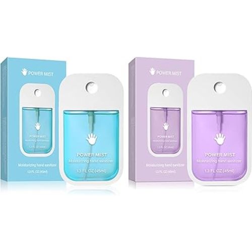 Power Mist Hand Sanitizer Spray, Spray Power Mist Hydrating Sanitizer Spray Travel Size, Portable Pocket Hand Sanitizer Multi-Flavor Cleanses Your Hands (Blue & Purple)