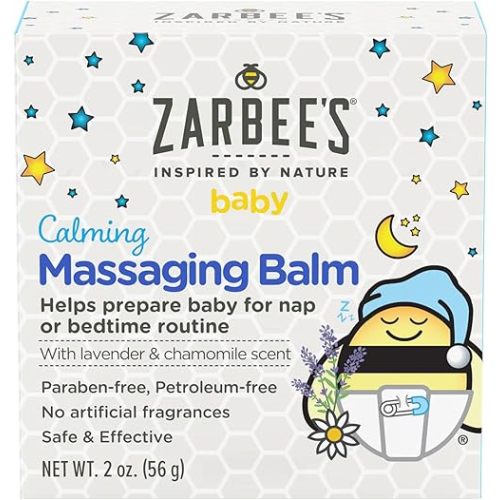 Zarbee's Baby Massage Balm; Calming and Soothing Sleep with Shea Butter; Lavender and Chamomile; 2 oz Jar