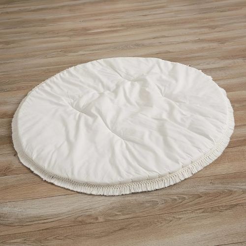 Sweet Jojo Designs Ivory Boho Diamond Boy Girl Baby Play Mat Tummy Time Activity Infant Playmat Playpen Tent Teepee Floor Off White Modern Bohemian Gender Neutral Farmhouse Shabby Chic Cotton Fringe