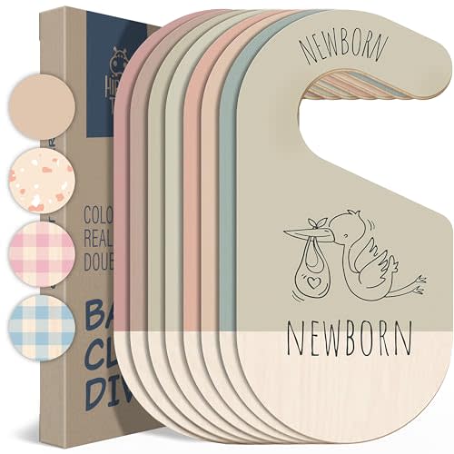 HIPPOTALE Baby Clothes Dividers For Closet - Wooden Baby Clothes Organizer Dividers for Boy & Girl, 8 Baby Closet Dividers by Size - Ideal Clothing Organizers
