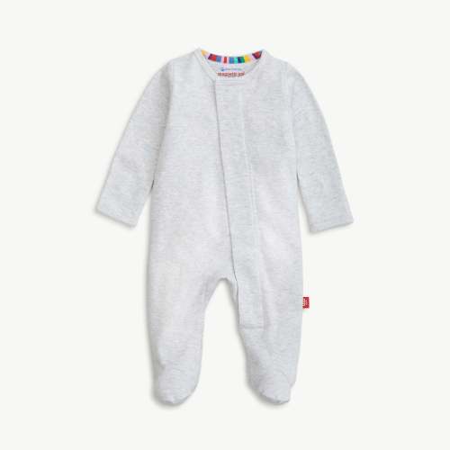 light gray melange organic cotton magnetic footie – Magnetic Me