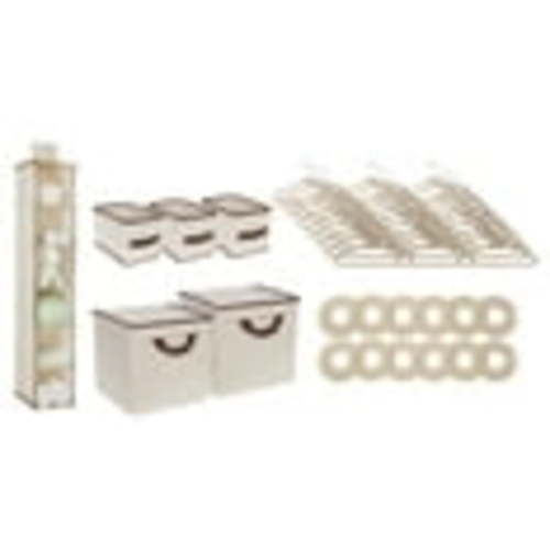 Delta Children Nursery Storage 48 Piece Set - Easy Storage/Organization Solution - Keeps Bedroom, Nursery & Closet Clean, Beige