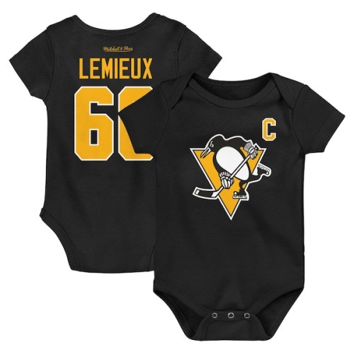 Mario Lemieux Pittsburgh Penguins Mitchell & Ness Infant Captain Patch Name & Number Bodysuit - Black