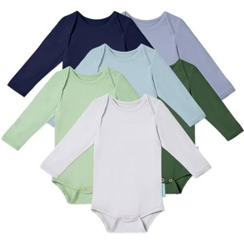 Supersoft Long Sleeve Baby Bodysuits, Premium Bamboo Rayon Bodysuit Unisex Boy Girl 0-3-6-9-18-24 months