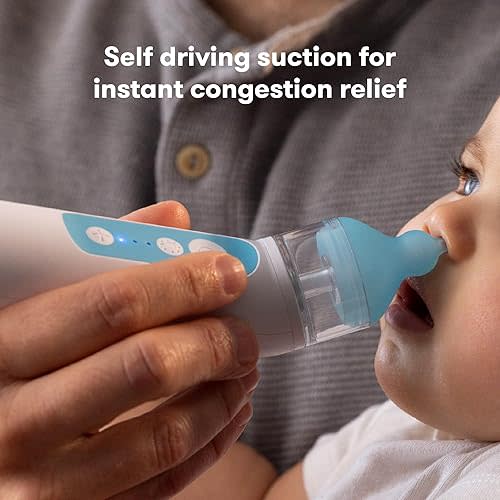 Frida Baby Electric NoseFrida Nasal Aspirator for Baby, Nose Sucker for Baby & Toddler, Upgraded Nasal Aspirator for Congestion + Allergy Relief with 3 Suction Levels, 2 Silicone Tips, USB
