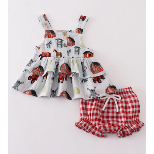Premium Farm muslin ruffle baby set – HoneyBean