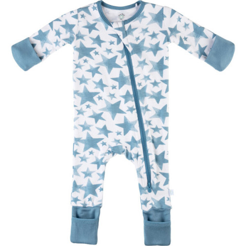 Baby Bamboo Pajamas w/ DreamCuffs®, Blue Star - Dreamland Baby | Maisonette
