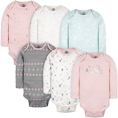 Gerber Baby Girls' 6-Pack Long-Sleeve Onesies Bodysuits