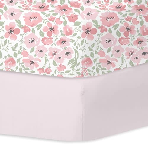 Little Grape Land Crib Sheets for Boys and Girls 2pk Baby Crib Fitted Sheet for Standard Size Crib and Toddler Mattress Super Soft Baby Sheet, Daliah