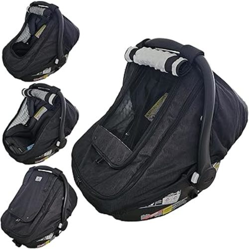 Waterproof Baby Car Seat Cover | Windproof Carseat Cover for Babies | Infant Car Seat Canopy for Boys and Girls | Black