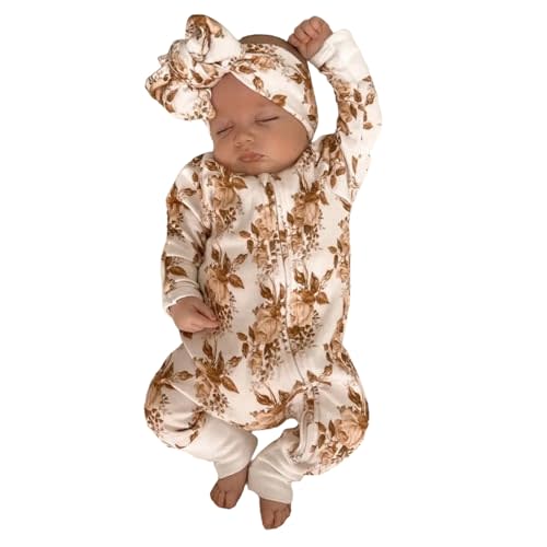 Aoswep Newborn Baby Girl Romper Clothes Long Sleeve Fall/Winter Jumpsuit Infant Outfit For 0-24 Months