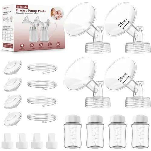 Pump Parts Compatible with Spectra S1/S2/9 Plus Breastpump, 4 Set Replacement Parts for Spectra Include 21mm Flange,Duckbill Valve,Backflow Protector,Tube,Bottle, Not Original Spectra S2 Accessories