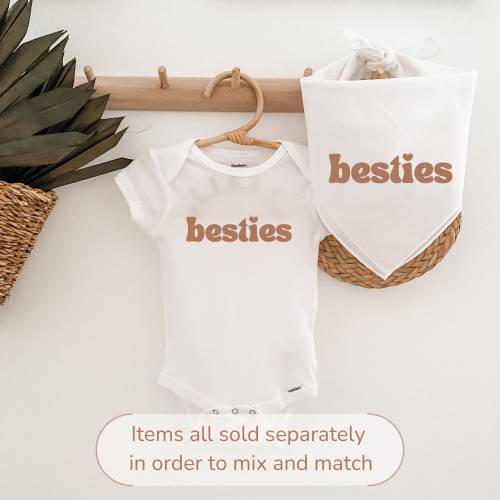 Besties matching dog bandana, baby bodysuit, toddler shirt, announcement, family photoshoot, maternity, dog mom, baby shower gift, newborn