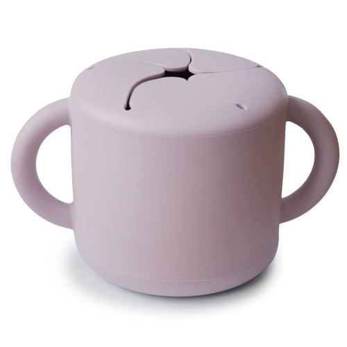 mushie Silicone Snack Cup | Spill Proof Food Container for Toddler and Baby (Soft Lilac)
