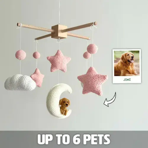 Pet Moon Pink | Custom Crochet Pet Nursery Baby Mobile – My Dollfy