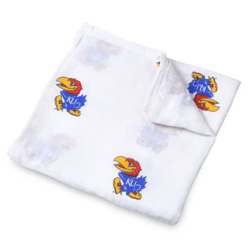 Kansas Jayhawks Swaddle Blanket | Official Muslin Baby Swaddle 47x47 – Three Little Anchors