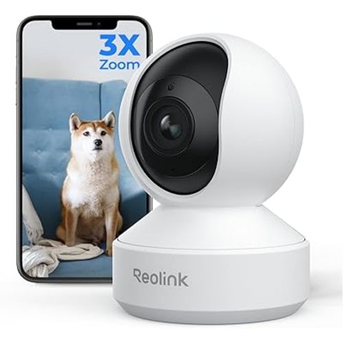 REOLINK Smart 4K UHD Pan & Tilt Dual-Band Wi-Fi 6 Indoor Security Camera with 3X Optical Zoom, Auto-Tracking, People/Pet Detection, Crying Sound Detection, Privacy Mode, and Bluetooth Setup, E1 Zoom