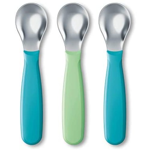 NUK Kiddy Cutlery Spoons, 3 Pack, 18+ Months Blue & Green