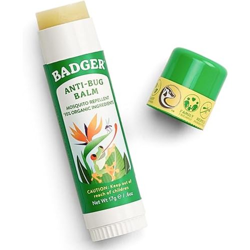Badger Bug Repellent, Easy to Use Travel Stick, DEET-Free Mosquito Repellent & Insect Protection, Certified Organic Essential Oil Balm
