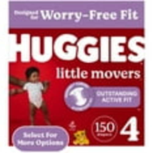 Huggies Little Movers Baby Diapers, Size 4 (22-37 lbs), 150 Ct