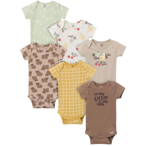 Gerber Gender Neutral Short Sleeve Onesies, 6-Pack, Sizes Newborn - 18 Months