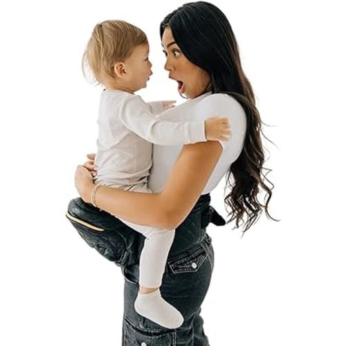 Tushbaby The Original Premium Quality Hip Seat Carrier – Safety-Certified Baby & Toddler Carrier with Secure Safety Buckles, No-Flimsy-Foam Design, Storage Pockets & Nursing Pillow. 0–3 yrs