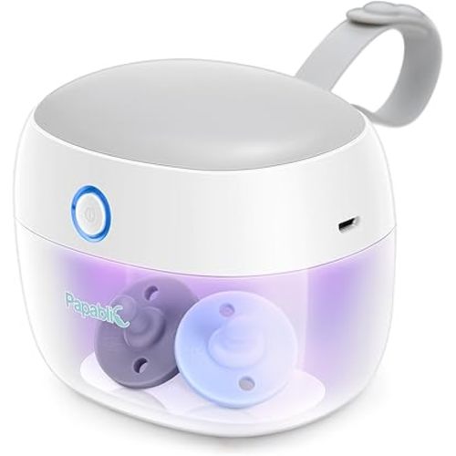 Papablic Portable Pacifer Sanitizer, UV Light Sanitizer Case for Pacifer, USB Rechargeable Mini Pacifer Sanitizer Box, 99.9% Cleaned in 59 Seconds