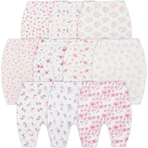 Hakochia Soft and Comfy 100% Cotton Baby Pants for Baby Boys and Girls with Ample Diaper Room 0-12 Months - Multicolor-01 - 9 Months