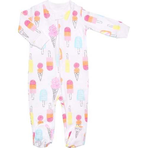 Ice Cream Zipper Romper, Pink