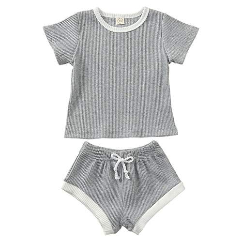 Newborn Infant Baby Girl Boy Clothes Short Sleeve Tops T-Shirt+Shorts Pants Solid Color Two Piece Outfits Set