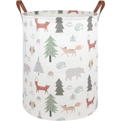 FXOLCSHE Animal Baby Laundry Basket,Woodland Animals Baby laundry hamper,Toy basket for boys,Nursery Hamper Gift Baskets for Bedroom,Toy Bin,Gift Basket.Baby room decor(Animal)