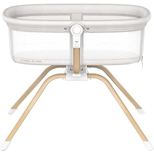 ANGELBLISS 3 in 1 Rocking Bassinet & Baby Bassinet Bedside Crib, One-Second Convert Travel Portable Bassinet Newborn Baby (White)