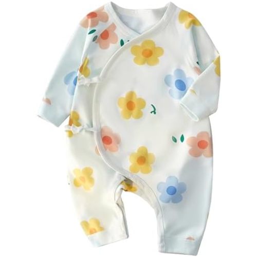 100% Organic Cotton Soft 0-6 Months Newborn Baby Romper Jumpsuits for Boys and Girls Unisex Long Sleeve