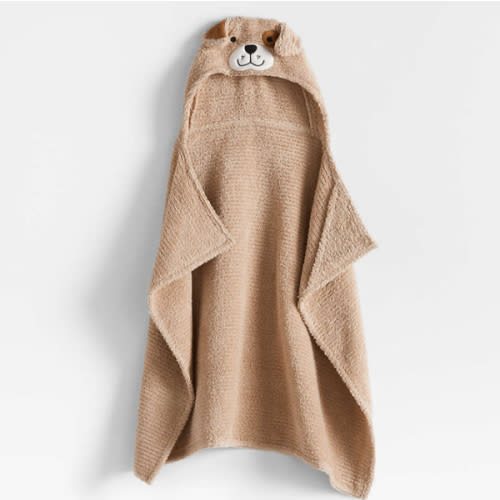 Puppy Prairie Beige Organic Cotton Hooded Baby Towel