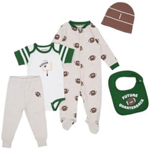Gertex 5-Piece Layette Sport Set Gift Bundle for Babies & Infants | Baseball, Basketball, Hockey, Soccer, Football
