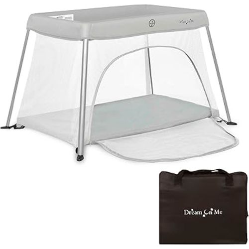 Travel Light Playard with Mesh Zipper Door in Grey