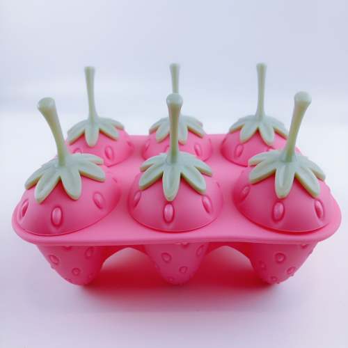 Joie Silicone Strawberry Figural Freeze Pop Mold For Making 6 Popsicles - Pink