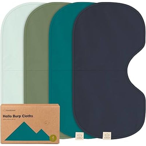 KeaBabies 4-Pack Baby Burp Cloths Baby Girl, Boy - Organic Cotton Burp Cloth, Extra Large, Absorbent, Soft Burping Cloths & Bibs Set for Babies, Newborn Burp Clothes, Thick Burp Rags (Eclipse)