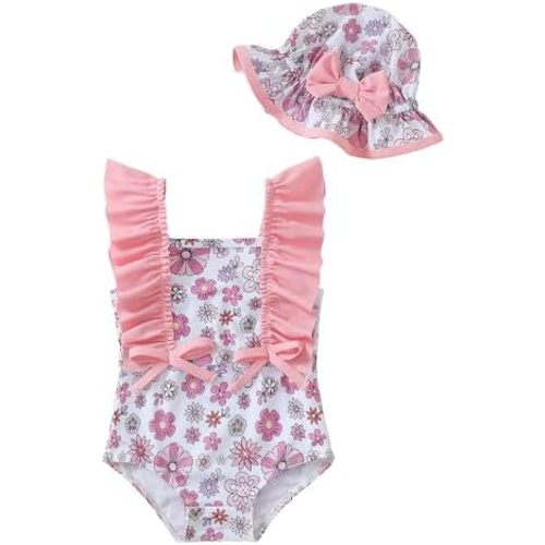 Newborn Baby Girl Swimsuit Toddler Bathing Suit One Piece Ruffle Short Sleeve Baby Swim Suit Infant Swimwear