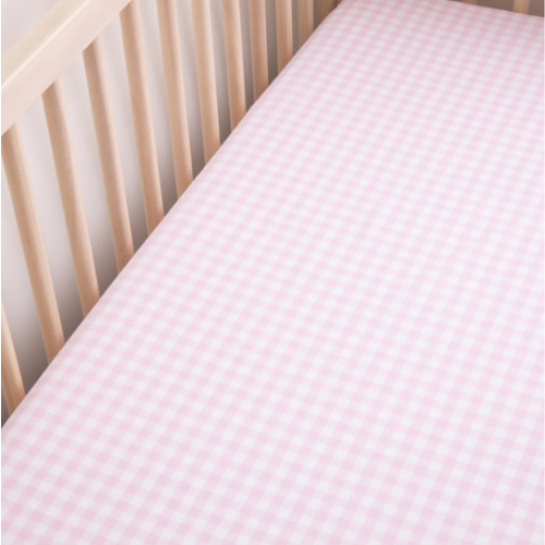 Luxe Premium Cotton Crib Sheet in Pink Gingham