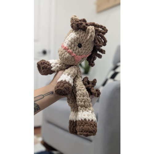 Paylin Pony with Bridle Lovey | Soft Blanket Yarn | Handmade Farm Animal