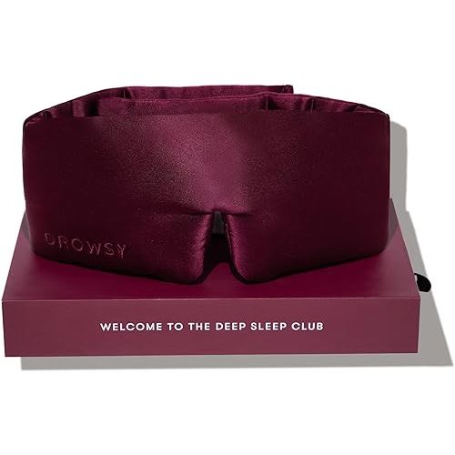 DROWSY Silk Sleep Mask. Face-Hugging, Padded Silk Cocoon for Luxury Sleep in Total Darkness. (La Vie En Rouge)
