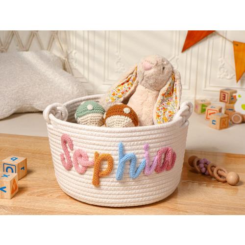 Personalized Baby Basket, Baby Shower Gift Basket, Rope Cotton Baby Gift Basket, Baby Gift Basket, Toy Basket, Newborn Gift, Baby Name Gift