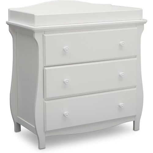 Delta Children Lancaster 3 Drawer Dresser with Changing Top and Interlocking Drawers - Greenguard Gold Certified, Bianca White