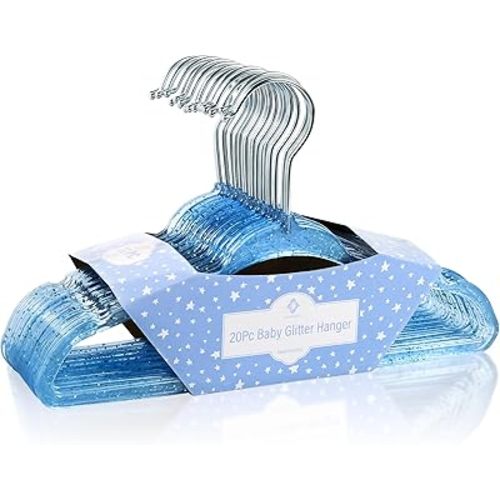 CONCEPTS 20 Pack Baby Hangers Kids Acrylic Non Slip Glitter Clothes Hangers for Toddler Infant Newborn Closet Organizer Small Hangers for Baby Clothes Pants Shirts Space Saving Nursery