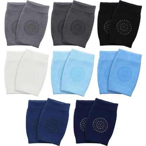 SATINIOR 8 Pairs Unisex Baby Crawling Anti-Slip Knee Pads Toddler Knee Protectors Learn to Crawl Socks Leg Warmers